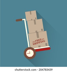 Free shipping hand truck with time concept
