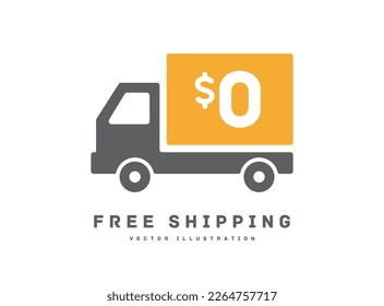 Free shipping icon FREE $0 vector illustration