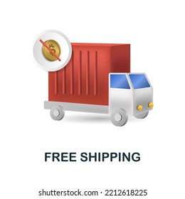 Free Shipping icon. 3d illustration from online store collection. Creative Free Shipping 3d icon for web design, templates, infographics and more
