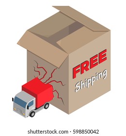 Free shipping icon. 3D isometric view. Vector illustration.