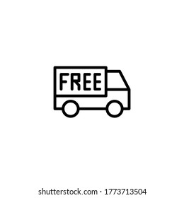 Free Shipping Icon  in black line style icon, style isolated on white background
