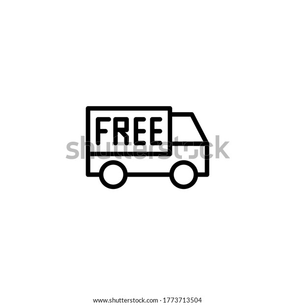 Free Shipping Icon  in black line style icon,
style isolated on white
background