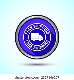 Free shipping icon design illustration, Free delivery icon, Blue Shadow Button Design