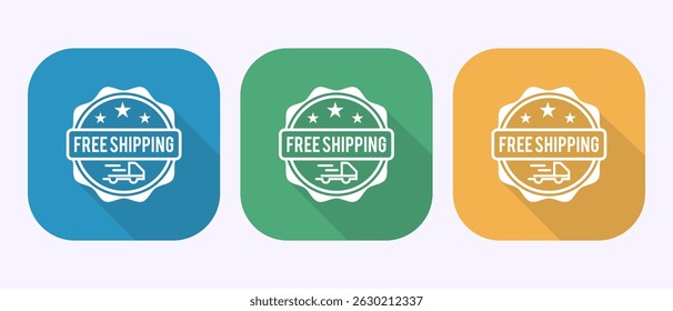 Free shipping icon design illustration, Free delivery sign symbol in shadow button design