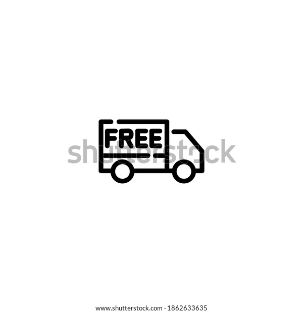 Free shipping icon. E-commerce and shopping icon.\
Simple, flat, outline,\
black.