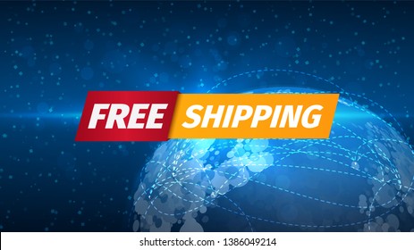 Free shipping icon on outer space background. Free of charge sign vector illustration