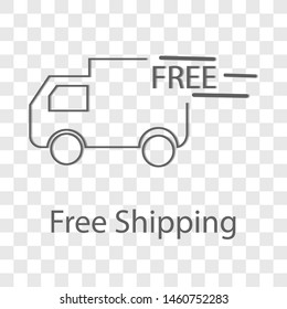 Free shipping icon on transparency background. Flat style vector illustration.