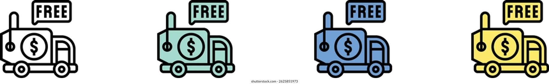free shipping icon. Outline, Green, Blue and Yellow Style Design Isolated On White Background
