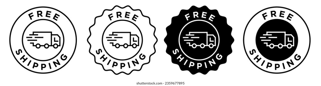Free shipping icon. Product courier business service symbol. Fast cargo delivery truck vector. Express logistic package shipment van sign.