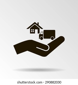 Free shipping icon, vector symbol car carrying cargo
