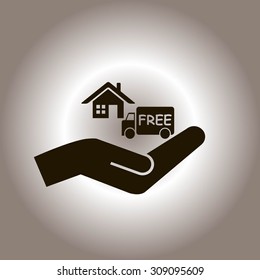 Free shipping icon, vector symbol car carrying cargo