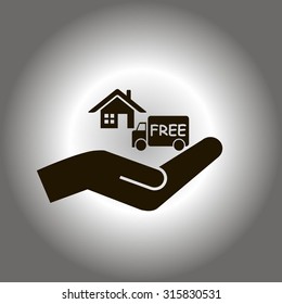 Free shipping icon, vector symbol car carrying cargo