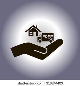 Free shipping icon, vector symbol car carrying cargo