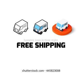 Free shipping icon, vector symbol in flat, outline and isometric style