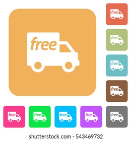 Free shipping icons on rounded square vivid color backgrounds.