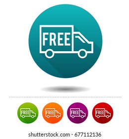 Free Shipping icons. Shipping signs. Shopping symbol. Vector Circle web buttons.