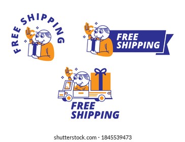 free shipping illustrations using blue and orange colors