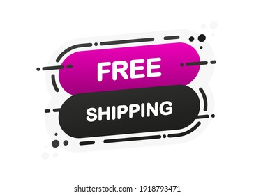 Free Shipping isolated flat banner on white background. Vector illustration.