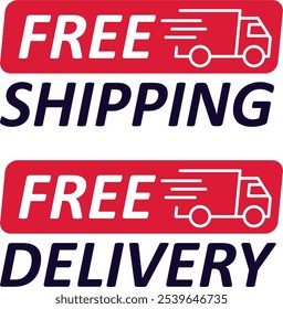 Free shipping label, fast express service badge, free delivery flat vector icon for shipment or moving company