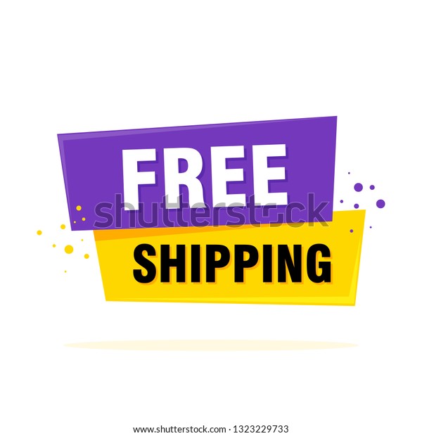 Free shipping Label sign. Origami style\
banner. Vector\
illustration.