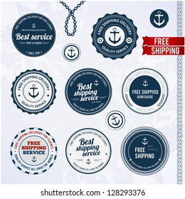 Free shipping labels. Vector illustration