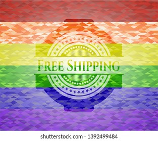 Free Shipping lgbt colors emblem. Vector Illustration. Mosaic.