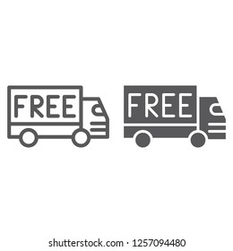 Free shipping line and glyph icon, cargo and transportation, truck sign, vector graphics, a linear pattern on a white background, eps 10.