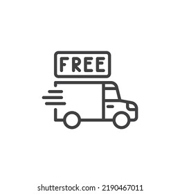 Free shipping line icon. linear style sign for mobile concept and web design. Delivery truck outline vector icon. Symbol, logo illustration. Vector graphics