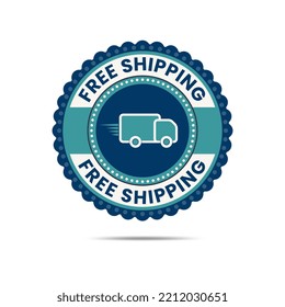 Free Shipping Logo Badge Or Label With Track Vector