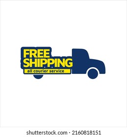 Free shipping logo badge vector with truck van silhouette isolated on white background