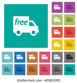 Free shipping multi colored flat icons on plain square backgrounds. Included white and darker icon variations for hover or active effects.