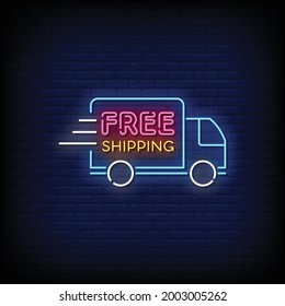 Free Shipping Neon Signs Style Text Vector