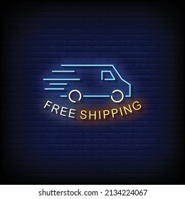 Free Shipping Neon Signs Style Text Vector