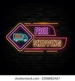 Free Shipping Neon Signs Vector Design Template Neon Style