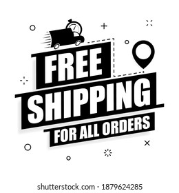 Free shipping offer. Free delivery vector poster on a white background. Promotion flat illustration.