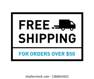 Free shipping. On all orders. Badge with truck icon. Flat vector illustration.
