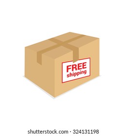 free shipping on the box vector in colorful
