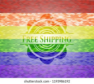 Free Shipping on mosaic background with the colors of the LGBT flag