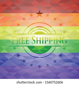 Free Shipping on mosaic background with the colors of the LGBT flag