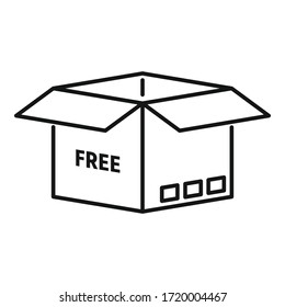 Free shipping open box icon. Outline free shipping open box vector icon for web design isolated on white background