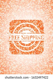 Free Shipping orange mosaic emblem. Vector Illustration. Detailed.