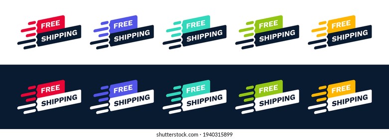 Free shipping order icon vector. Free delivery service logo badge. Fast shipping delivery shape vector icon for transportation apps and websites.