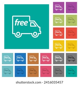 Free shipping outline multi colored flat icons on plain square backgrounds. Included white and darker icon variations for hover or active effects.