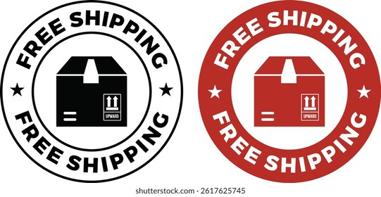 Free Shipping Package Badge – Fast Delivery Box Label Shipping Stamp Vector Design