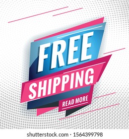 Free shipping. Promotional concept template for banner, website, poster. Special offer tag. Vector illustration