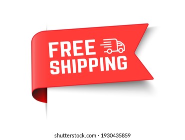 Free Shipping Red Label. Free Shipping Banner Template Vector Design