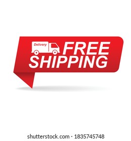 Free shipping red label isolated on white background vector illustration.