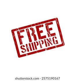 Free shipping - -red rubber stamp with grunge effect - vector illustration