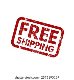 Free shipping - -red rubber stamp with grunge effect - vector illustration
