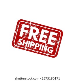 Free shipping - -red rubber stamp with grunge effect - vector illustration